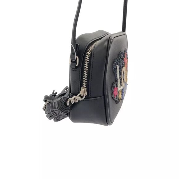 SAINT LAURENT PARIS Black Navy Multi Leather Glitter Shoulder Bag 779-021525 - Picture 3 of 13